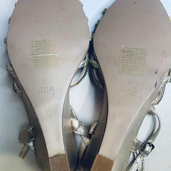 David's Bridal Metallic Strappy Heels - Picture 3 of 6